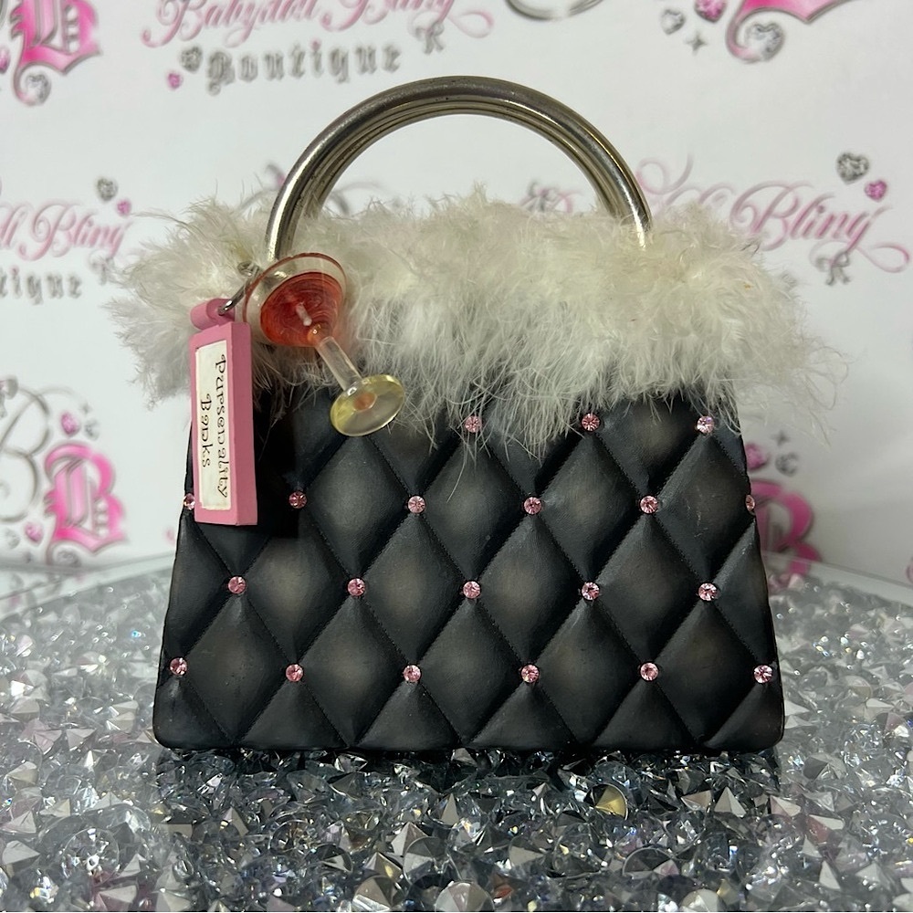 Piggy bank girls night out bling Elegant Black Quilted Handbag pursenality bag